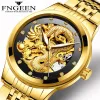 Socks Fngeen Mens Top Golden Wristwatch Waterproof Automatic Mechanical Watches Dragon Diamond Clock Best Gift