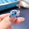 Кольца кластера, кольцо с чистым синим топазом для свадьбы, 3 мм, 4 мм и 7 мм, 9 мм, натуральное серебро 925 пробы, 18-каратное позолоченное ювелирное изделие из драгоценных камней