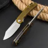 A2351 High End Flipper Folding Knife 14C28N Stone Wash Blade PEI with Steel Sheet Handle Ball Bearing Fast Open Flipper Folder Knives Outdoor EDC Tools