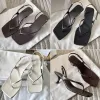 la fila sandalias tacón gato cuero dedos cuadrados pequeños tacones gatitos chanclas Zapatos de vestir stiletto Sandalias de diseñador de lujo para mujer Calzado de fábrica