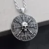 Sanlan 12pcs Norse Vikings Gear Vegvisir with Skull Necklace Amulet199o