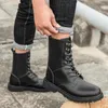 2024 Black Trend Boots Boots Men Men's Muster Motor High Top Punk Shoes for Disual Leather Canal Man 185 'S 847