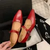 Dress Shoes Women Pumps French Style Shoes On Heels 3.5 CM Pointed Toe Cowhide Women Pumps One Strap Buckle Shoes Vintage Color Mary JanesH24228