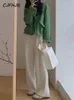 CJFHJE Plaid Grün Frühling Herbst Frauen Tweed Jacken Mode Quaste Wolle Blazer Weibliche Taschen Luxus Elegante Dame Outwear 240226