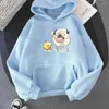 Dames Hoodies Mopshond Dames Grappig Kawaii Grafische Blouse Vrouwelijke Harajuku Fleece Capuchon Sweatshirt Anime Kleding Lichte Strech