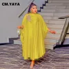 Cm.yaya plus size kvinnor blad skarv batwing löst asymmetrisk smal klänning vintage mode maxi långa klänningar vestidos 240228