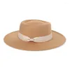 ベレー帽のヴィンテージクラシックフェドーラハット - ジャズスタイルのためのワイドブリムボレロ紳士帽子ソリッドカラーボウタイハットバンド