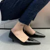 Dress Shoes Spring Simple Shoes Woman Pointed Toe Dress Prom Pumps 4CM Slip On Elegant Leather Pump Shoes Red ColorH24228