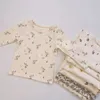 Baby-Pyjama-Set mit Blumendruck, Babykleidung, Set für Kleinkinder, Kinder-Outfits, Sweatshirt-Anzug, Kinder, Baumwolle, Oberteile und Hosen, Babykleidungsset 240219