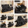 Blankets Black Designer Blanket White Letter Leisure Travel Shawl Office Air Conditioning Er Europe Plaid Gift Box Decorative Drop D Dhay1