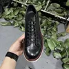 Casual Shoes European Style Men's Real Cow Leather Green Black Fashion Designer Luxury Print Street Flat For Men