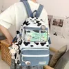 Zaino impermeabile carino mucca stampa zaini di grande capacità per ragazze borse da scuola borsa a tracolla moda donna Kawaii338C