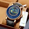 Socks Tevise 2022 New Business Waterproof Mens Mechanical Watches Top Brand Leather Watch Man Moon Phase Automatic Wristwatch