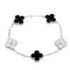 Bijoux de créateurs Bracelet de luxe VanCA Bracelet trèfle à quatre feuilles pour femme avec diamant complet agate noire plaqué argent bracelet à cinq fleurs en or rose 18 carats