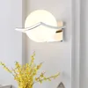 Lampa ścienna -Klasyczny drewniany księżyc Księżyc okrągły szklany odcień nowoczesne minimalistyczne montowane światła kinkietowe do schodów sypialni