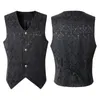 Black Vest Men Renaissance Steampunk Coat Gothic Jacquard Waistcoat Single Breasted Business Formal Dress for Suit 240228