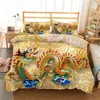 3D-Drachen-Bettbezug, Königin, exotisches Tier, Bettwäsche-Set, Mikrofaser, asiatische Kultur, Tröster, King-Size-Bett, für Erwachsene, Frauen, Mädchen, 240226