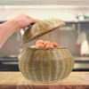 Zestawy naczyń obiadowych Przechowywanie miski koszyk jajka tkane koszyki z pokrywką rattan wiklinowy bambusowy wyposażenie gospodarstwa domowego