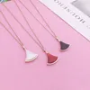 New Fashion Elegant Rose Gold High Quality Titanium Little Red Dress Necklaces Sector Mother Of Pearl Pendant Necklace Women1220C