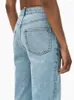 Women's Jeans 2024 Trends Cotton Washed Loose Diamond Chain High Waist Womens Trousers Y2k Quality Pants Bra