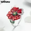 WOSTU Collectie Rode Bloem Hart Zirkoon Grote Ringen Voor Vrouwen Trouwring Verlovingsfeest Verjaardag Luxe Sieraden FFR202