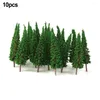 Dekorativa figurer 10st Pine Trees Model Train Railway Building Green Tree For N / OO Gauge Scale Railroad Layout Scenery Dekorera DIY