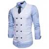 Marca vestido coletes para homens casual fino ajuste masculino terno colete duplo breasted gilet homme formal jaqueta de negócios xxl 240228