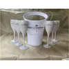 Ice Buckets And Coolers 6 Cups 1 Bucket Wine Glass 3000Ml Acrylic Goblets Champagne Glasses Wedding Bar Party Bottle Cooler Drop Del Dhuw4