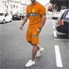 メンズトラックスーツメンズサマーメンズセットトラックスーツTシャツ服ファッションフランスリカードソイルドカラースーツ男性マンヴィンテージスポーツウェアショート衣装230303 Q240228