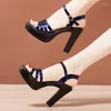 Sandales à talons hauts pour femmes, chaussures d'été Sexy, plateforme en cuir, talon compensé, élégantes, 2024