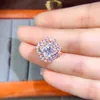 Bagues de cluster Sterling Silver 925 Bague de fiançailles Femme Luxe Mossan Diamond Natural Gem Savre Stone Bijoux Date originale