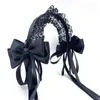 Hair Accessories Edryds Girls Hair Spin Bow Make Up Maid Ruffles koronkowy opasek na głowę w stylu Korea w stylu Lolita Band Women