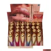 Блеск для губ Ministar Glitter Lip Plumper Gloss 24K Золотые блестки 3D Hydra Plum Блеск для губ Прозрачный постепенный стойкий макияж для губ Drop Del Dhdst