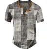 Polo da uomo Waffle Henry Camicia modello scozzese Stampa 3D Outdoor Daily Manica corta Bottone Stilista Top basic