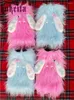 Women Socks Harajuku Y2k Pink Blue Long Rabbit Ear Bow Leg Warmer Japanese Kawaii Plush Faux Fur Warm Cover Lolita Cute Boots Sock