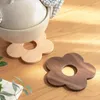 Table Mats Cup Simple Appearance Heat Insulation Wood Creative Drink Placemat Lovely Flower Shape