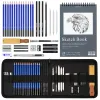 Pens 36 Pcs Professional Sketch & Drawing Art Tool Kit with Graphite Pencils, Charcoal Pencils, Paper Erasable Pen, Sketchbook