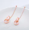 Women039s long earrings fashion personality creative long double circle tassel earrings titanium steel rose gold color2734961