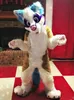 Costumi mascotte Costume peloso pelliccia lunga Costume mascotte volpe cane Husky Fursuit Lupo Party Fursuit Vestito di Halloween Taglia adulto