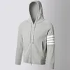 TB Erkek Hoodies Lüks Gömlek Bahar Sonbahar Marka Tasarım Tarzı Sweatshirts Klasik Donanma Waffle Pamuk 4-Bar Stripe Ceketler Mens Tasarımcı Hoodie 942