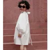 Kız Elbiseler Gilrs Puff Sleeve Desige Pamuk Elbise Çocuklar Gevşek Çocuklar İyi Kaliteli Tatil Giysileri Bahar Sonbahar 3-12y 1457