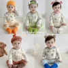 Korean Ins Kids Loungear Outfit Zestaw bawełny jesienne spodnie chłopcy dziewczęta piżama dziecięce zimowe ubrania w pomieszczenia od 0 do 24 miesięcy 240219