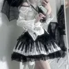 Jupes 2024 Japonais Punk Gothique Lolita Kawaii Gâteau Jupe Rétro Piano Clé Vague Dot Dentelle Noir Blanc Fée Grunge Y2k Femmes