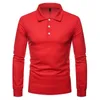 Polos pour hommes 2024 Automne et hiver Mode Couleur Slim Fit Casual T-shirt à manches longues
