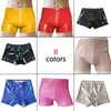 Mannen Sexy Wetlook Lakleer Boxer Briefs Glanzend Metallic Shorts Ondergoed Badmode Bodems Paaldansen Rave Clubwear 240228