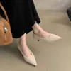 Chaussures habillées pour femmes Style de soirée français élégant fée talons hauts automne et hiver mode pointu bouche peu profonde talon fin en peluche unique