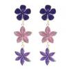 Boucles d'oreilles pendantes de Style coréen en émail pour femmes, bijoux floraux peints à la main, cadeau de fête de mariage