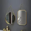 Round Decorative Glass Mirrors Home Decor Bathroom Vanity Chain Hexagon Wall Hanging Makeup Mirror Art Interior Decoration 240219