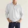 الرجال رجال رجال القمصان بولو القمصان طويلة الأكمام الصلبة Camisa Maschulina Business V-Neck زر غير رسمية بالإضافة إلى قمم الحجم