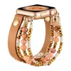 Bracciale gioielli di design cinturino in pelle per Apple Watch 41mm 45mm 44mm 42mm 40mm 38mm cinturini donna cinturino regolabile in agata iwatch 7 6 5 4 3 serie Se accesso al cinturino